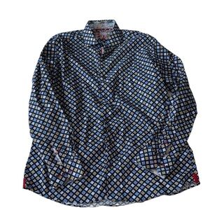 7 Downie St Geometric Patterned Long Sleeve Men’s Button-Up Dress Shirt Size 6